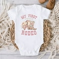 thumbnail image 1 of Baby Bodysuit BELLA CANVAS My First Rodeo First Birthday Girl, Western Cow Girls Party, Rodeo 1St Birthday, Farm Cowgirl Birthday Shirt Or Bodysuit, Cake Smash Outfit, 1 of 3