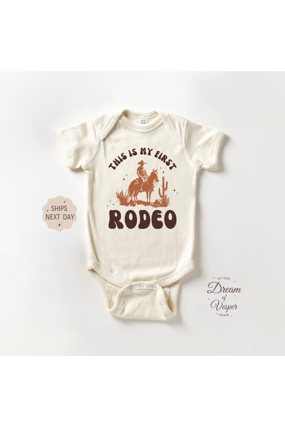 Baby Bodysuit BELLA CANVAS This Is My First Rodeo Onesie, Retro Rodeo Bodysuit, Cowboy Baby Onesie, First Horse Rodeo Baby Onesie, Future Rodeo Cowboy Onesie