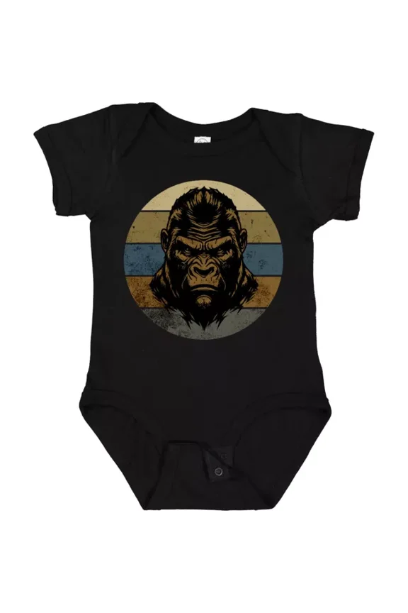 Baby Bodysuit BELLA CANVAS Funny Gorilla Retro Sunset Baby Bodysuit Monkey Animals African Safari