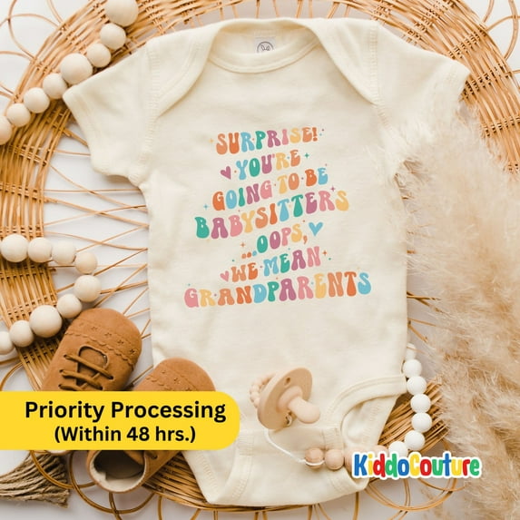 Baby Bodysuit BELLA CANVAS You'Re Going To Be Grandparents Onesie, Retro Hello New Grandparents Bodysuit, Promoted To Grandparents Onesie, New Grandparent Onesie