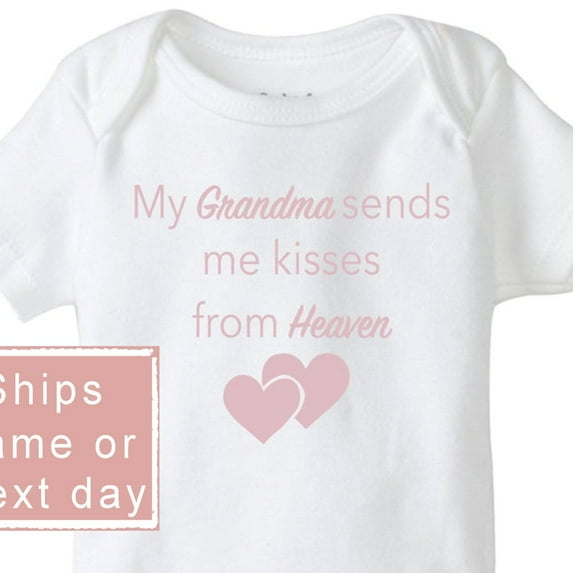 Baby Bodysuit BELLA CANVAS My Grandma Baby Onesie, My Grandma Sends Me Kisses From Heaven, Grandma Bodysuit, Unisex Baby Clothing, Baby Shower Gift, Grandma Love