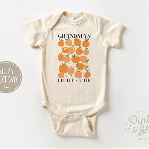 Baby Bodysuit BELLA CANVAS Grandma'S Little Cutie Baby Onesie - Cute Grandma Baby Bodysuit - Cute Summer Orange Onesie