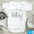 thumbnail image 1 of Baby Bodysuit BELLA CANVAS Half Birthday Baby Onesie, It'S My Half Birthday Bodysuit, Birthday Baseball Tee, Birthday Boy, Birthday Girl, 1 of 3