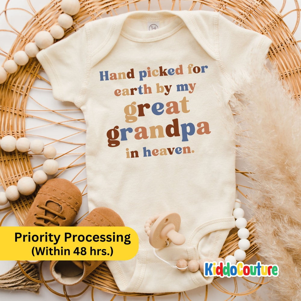 Baby Bodysuit BELLA CANVAS Hand Picked For Earth By My Great Grandpa In
