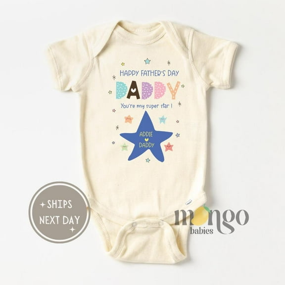 Baby Bodysuit BELLA CANVAS Happy Father'S Day Daddy Baby Onesies Cute Gift For New Dad Surprise I Love My Daddy Our First Father'S Day Gift For Baby Gift Ideas