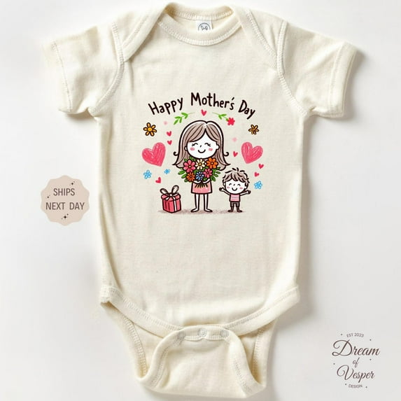 Baby Bodysuit BELLA CANVAS Happy Mothers Day Baby Onesie - First Mothers Day Onesie - Newborn Bodysuit - Best Mom Ever Mothers Day Onesie - Baby Shower Gift