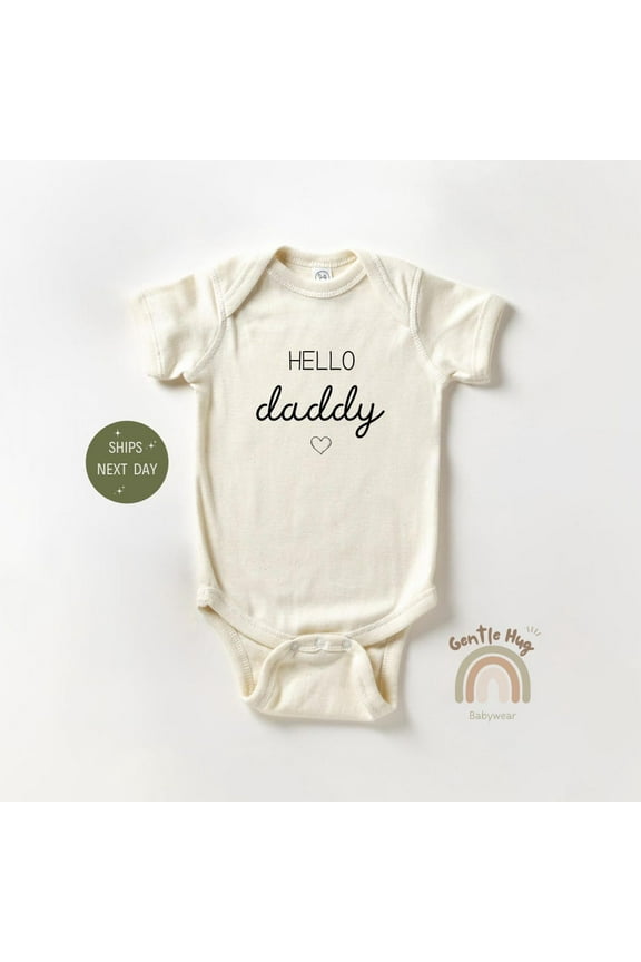 Baby Bodysuit BELLA CANVAS Hello Daddy Onesie, Baby Announcement Onesie, Hi Daddy Baby Onesie, Pregnancy Announcement Bodysuit, Cute Pregnancy Reveal Baby Onesie