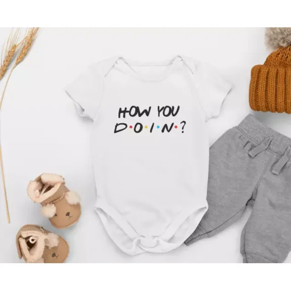 Baby Bodysuit BELLA CANVAS How U Doin Friends Baby Bodysuit, Newborn Baby Vest, Friends Tv Show Baby Reveal