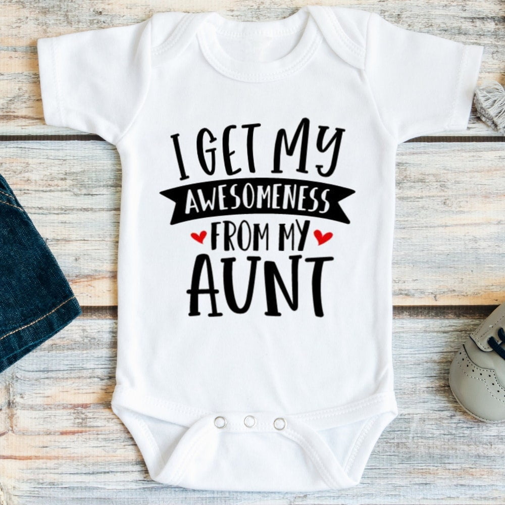Cute Rascals Baby Bodysuit - 'I Get My Awesomeness From My Godmother' - Soft Long Sleeve Onesie For Boys & Girls