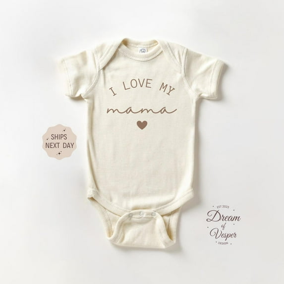 Baby Bodysuit BELLA CANVAS I Love My Mama Baby Onesie - Vintage Bodysuit - Newborn Baby Bodysuit - Cute Natural Baby Onesie - Baby Announcement - Baby Shower Gift