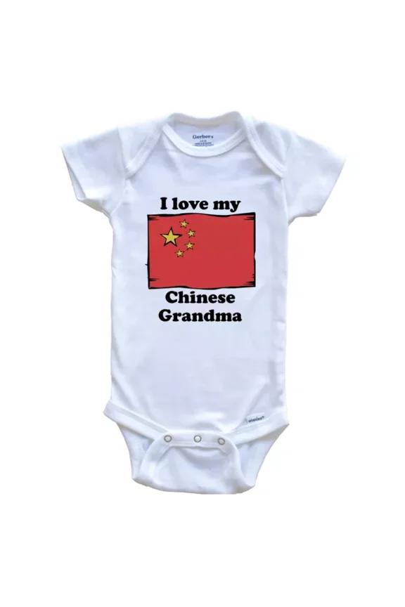 Baby Bodysuit BELLA CANVAS I Love My Chinese Grandma China Flag Grandchild One Piece Baby Bodysuit