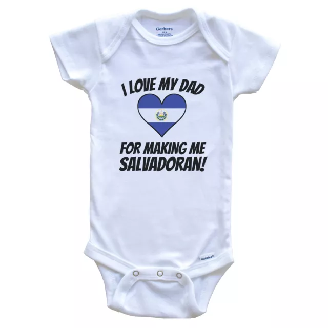 Funny "Love El Salvador" Baby Bodysuit - White Cotton Onesie, Unisex Infant Outfit, Great Baby Shower Gift