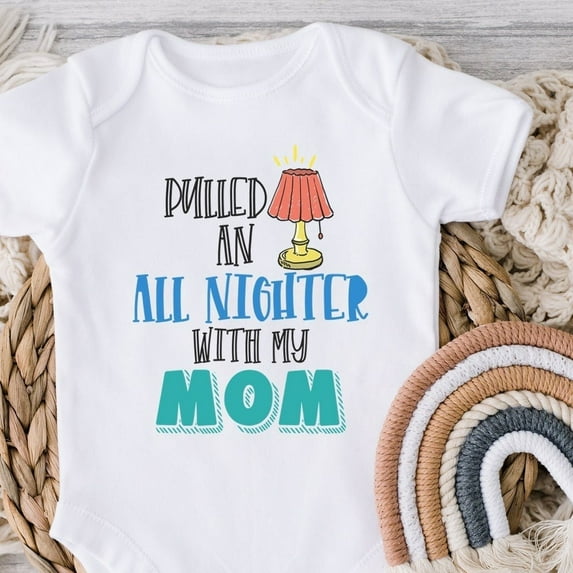 Baby Bodysuit BELLA CANVAS I Pulled An All Nighter With My Mom Baby, Funny Babys, Baby Shower Gift, Newborn Gift Ideas, Onesie