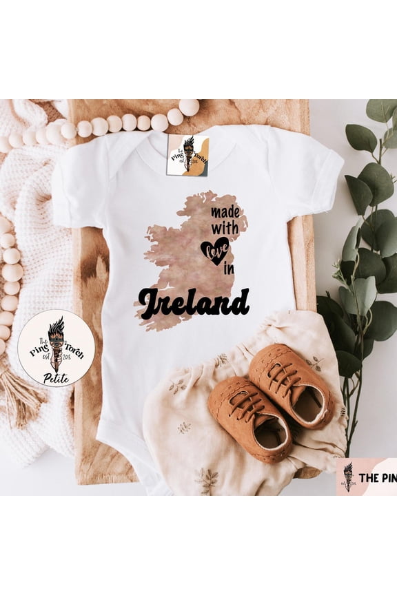 Baby Bodysuit BELLA CANVAS Ireland Baby Bodysuit, Made In Ireland, Ireland Baby Gift, Ireland Baby Shirt, Made With Love In Ireland, Ireland Baby Shower Gift