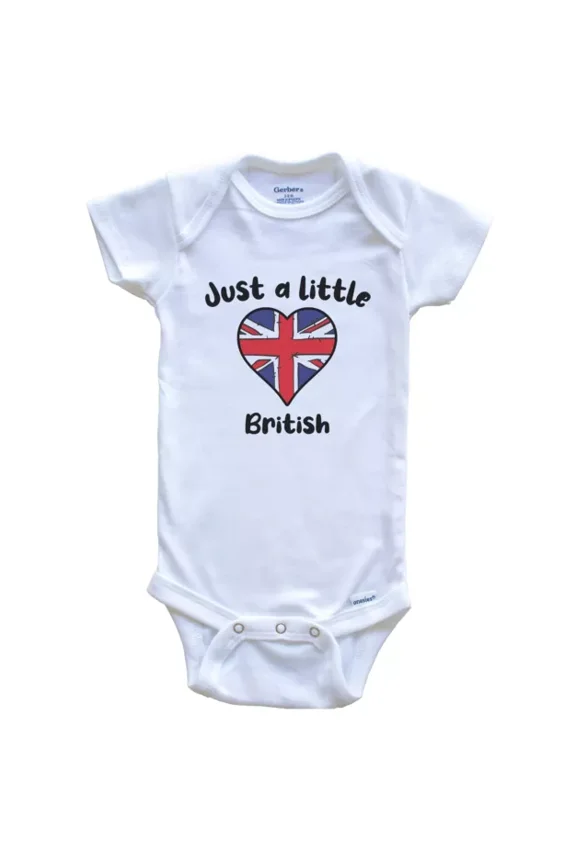 Baby Bodysuit BELLA CANVAS Just A Little British Cute United Kingdom Flag Heart Baby Bodysuit