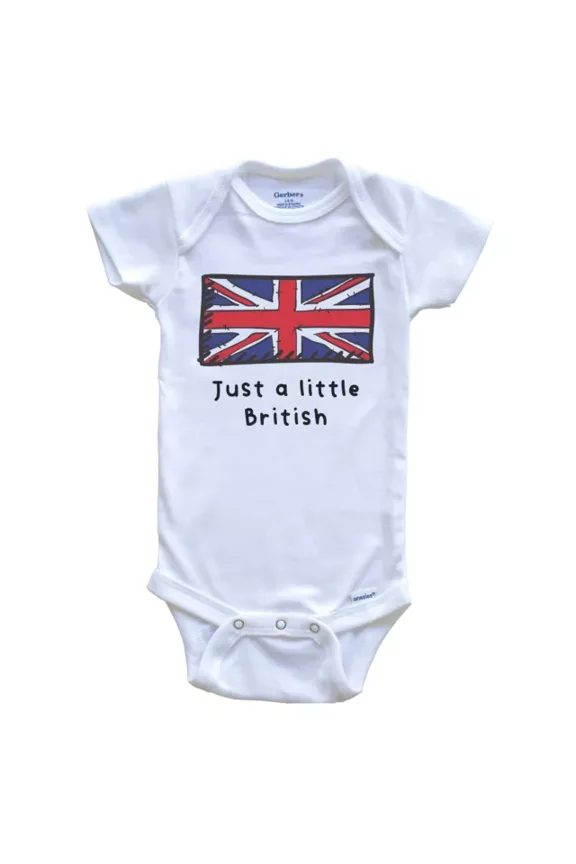 Baby Bodysuit BELLA CANVAS Just A Little British Funny Cute United Kingdom Flag One Piece Baby Bodysuit