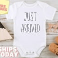 thumbnail image 1 of Baby Bodysuit BELLA CANVAS Just Arrived Baby Onesies Funny Baby Bodysuit, Cute Baby Shower Gift, Gender Neutral Baby, Pregnancy Announcement, New Born Gift, 1 of 3