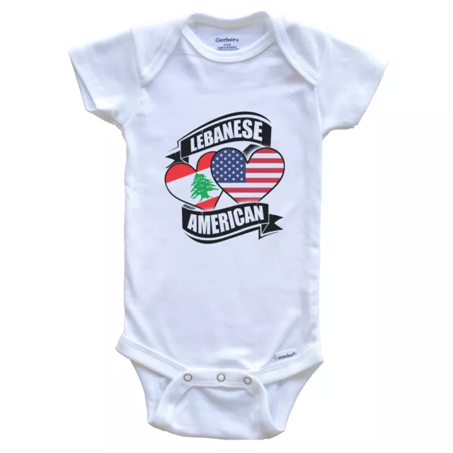 Baby Bodysuit BELLA CANVAS Lebanese American Hearts Usa Lebanon Flags ...