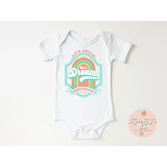Baby Bodysuit BELLA CANVAS Life Could Be A Dream Sweetheart Baby Bodysuit-Retro Boho Carters Baby Bodysuit
