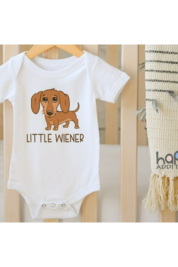 Baby Bodysuit BELLA CANVAS Little Wiener Baby, Dachshund Baby Gift, Dachshund Baby, Pregnancy Reveal, Dog, Baby Shower Gift, Niece Nephew, Unisex, Onesie