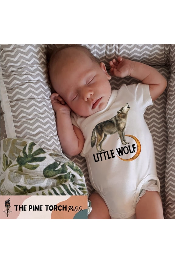 Baby Bodysuit BELLA CANVAS Little Wolf Bodysuit, Wolf Baby Tee, Howling Baby Wolf Baby Shirt, Wild Wolf Bodysuit, Wolf Matching Kids Tee