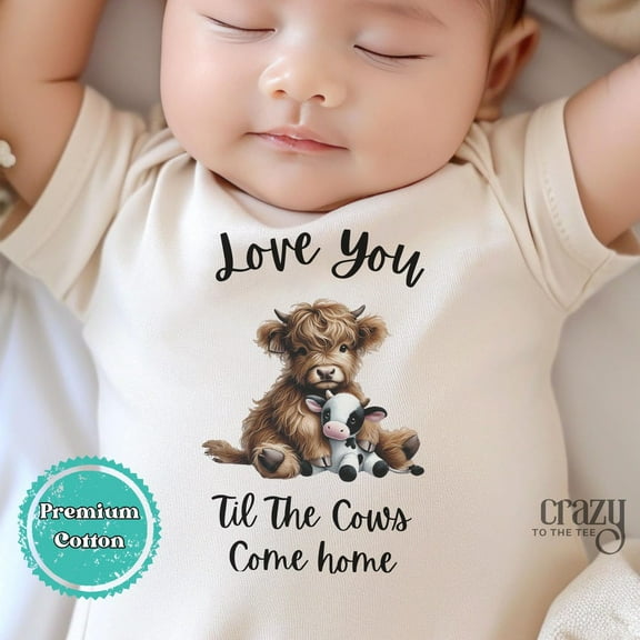 Baby Bodysuit BELLA CANVAS Love You Til The Cows Come Home Gerber Onesie Bodysuit, Western Bodysuit, Highland Baby Cow Bodysuit, Cowgirl Baby Onesie Bodysuit