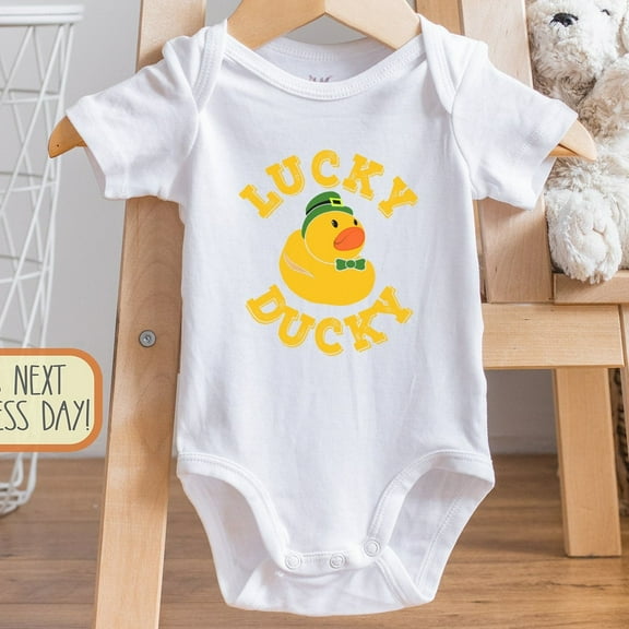 Baby Bodysuit BELLA CANVAS Lucky Ducky, St Patricks Day, Cute St. Patrick Day Outfit, Baby Girl, Baby Boy, Kids T-Shirt, Rubber Ducky, Onesie