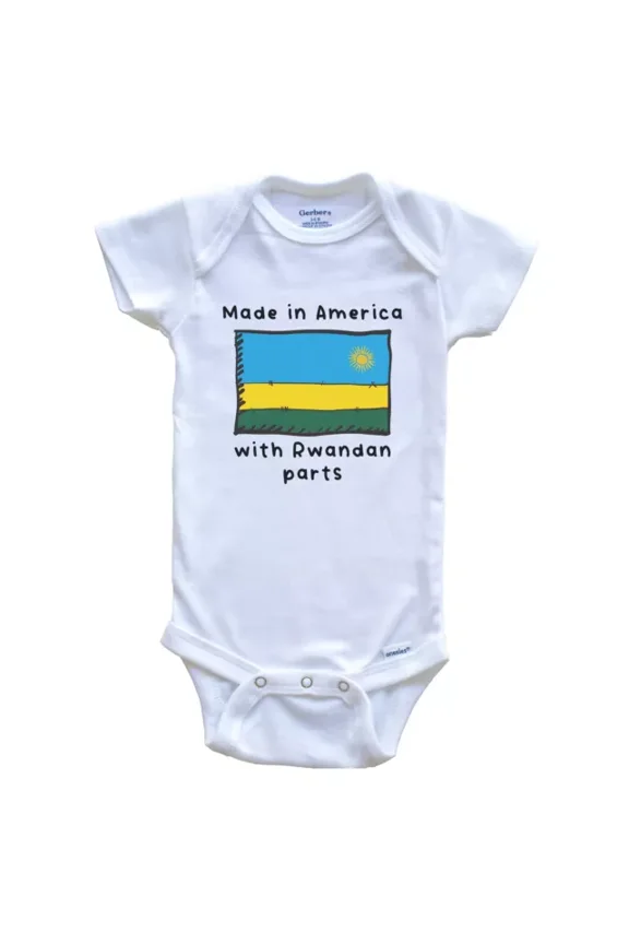 Baby Bodysuit BELLA CANVAS Made In America With Rwandan Parts Rwanda Flag One Piece Baby Bodysuit
