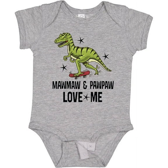 Baby Bodysuit BELLA CANVAS Mawmaw And Pawpaw Love Me Grandson Dinosaur Baby Bodysuit Grandchild