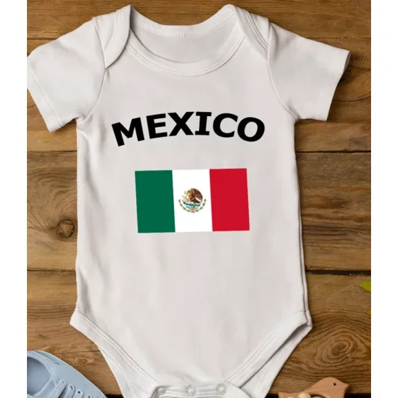 Baby Bodysuit BELLA CANVAS Mexico Flag Newborn Infant Baby Shirt - Boys Girls Soccer Support Tshirt Romper