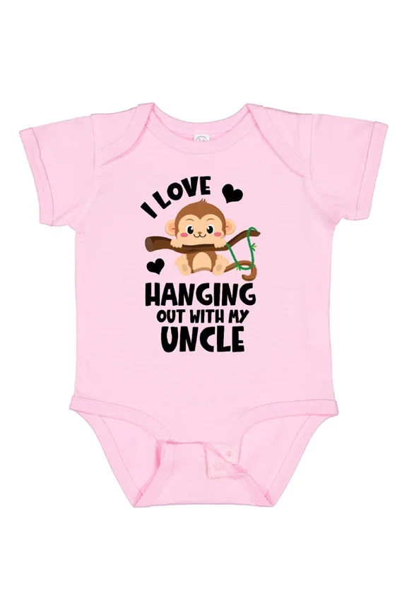 Baby Bodysuit BELLA CANVAS Monkey I Love Hanging Out With My Uncle Baby Bodysuit Adorable Infant
