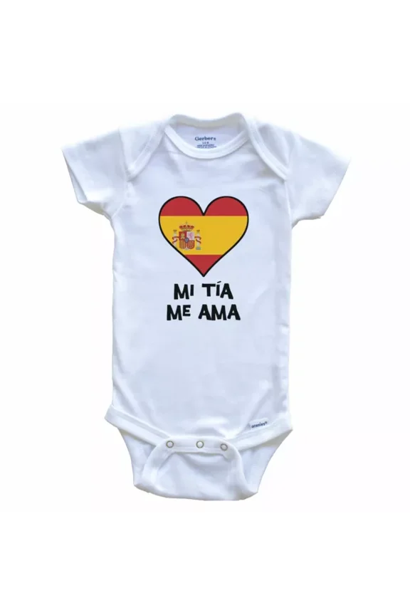 Baby Bodysuit BELLA CANVAS My Aunt Loves Me Spanish Language Spain Flag Baby Bodysuit