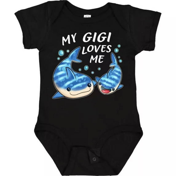 Baby Bodysuit BELLA CANVAS My Gigi Loves Me- Whale Shark Baby Bodysuit Family Sharks Grandma Fish