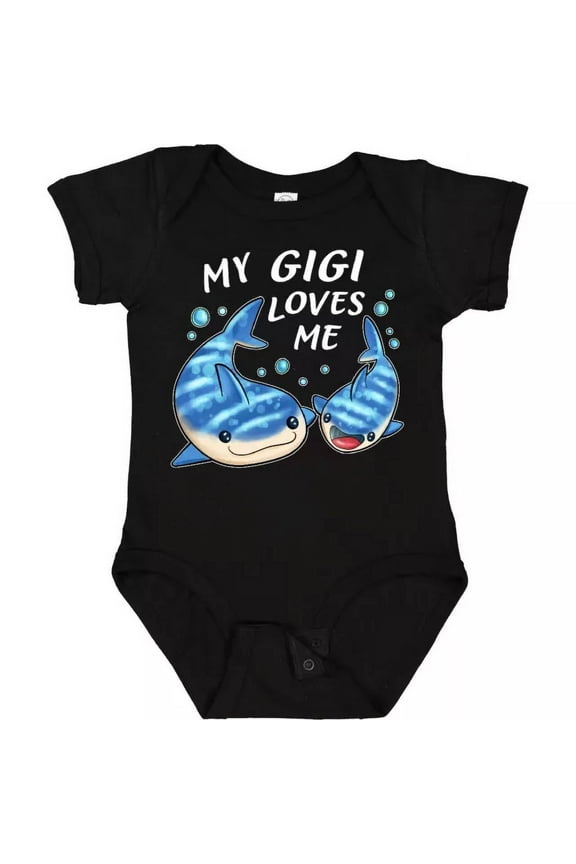 Baby Bodysuit BELLA CANVAS My Gigi Loves Me- Whale Shark Baby Bodysuit Family Sharks Grandma Fish
