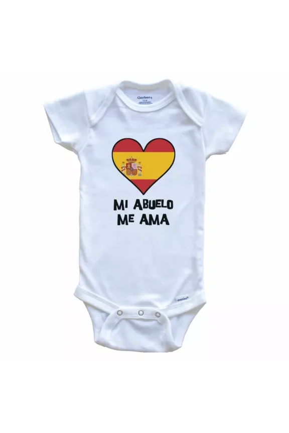 Baby Bodysuit BELLA CANVAS My Grandpa Loves Me Spanish Language Spain Flag Baby Bodysuit