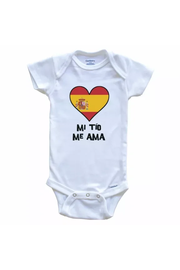 Baby Bodysuit BELLA CANVAS My Uncle Loves Me Spanish Language Spain Flag Baby Bodysuit