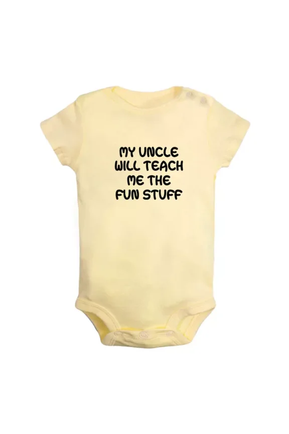 Baby Bodysuit BELLA CANVAS My Uncle Will Teach Me The Fun Stuff Funny Baby Bodysuits Infant Newborn Rompers