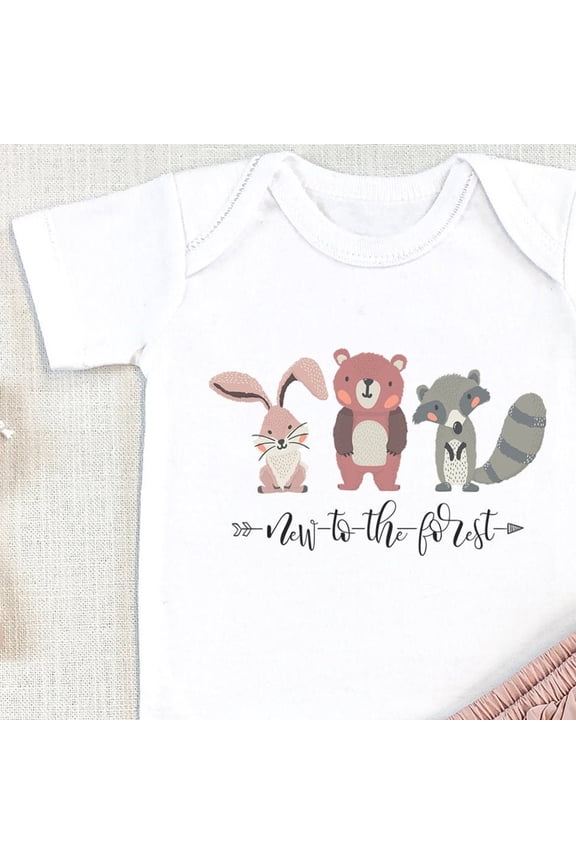 Baby Bodysuit BELLA CANVAS New To The Forest Baby, Cute Baby Bodysuit, Woodland, Forest Friends, Baby Animal, Baby Girl Clothes, Baby Boy Clothes, Onesie