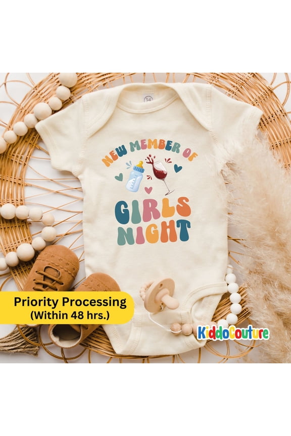Baby Bodysuit BELLA CANVAS New Member Of Girls Night Baby Onesie, Retro Girls Night Baby Onesie, Girls Night Baby Body Suit