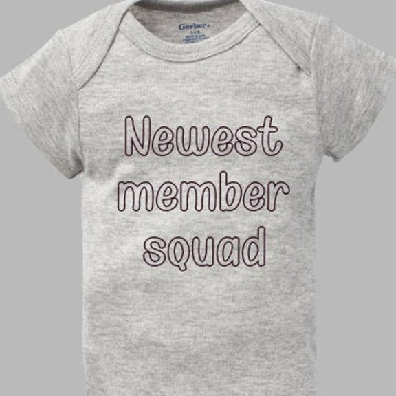 Baby Bodysuit BELLA CANVAS Newest Member Squad, Newborn Baby Onesie, Gray Baby Bodysuit, Baby Shower Gift, New To The Crew, New To The Tribe, New Baby Gift, Squad