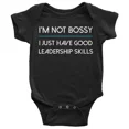 thumbnail image 1 of Baby Bodysuit BELLA CANVAS Not Bossy Good Leadership Skills Infant Bodysuit Funny Gift, 1 of 3