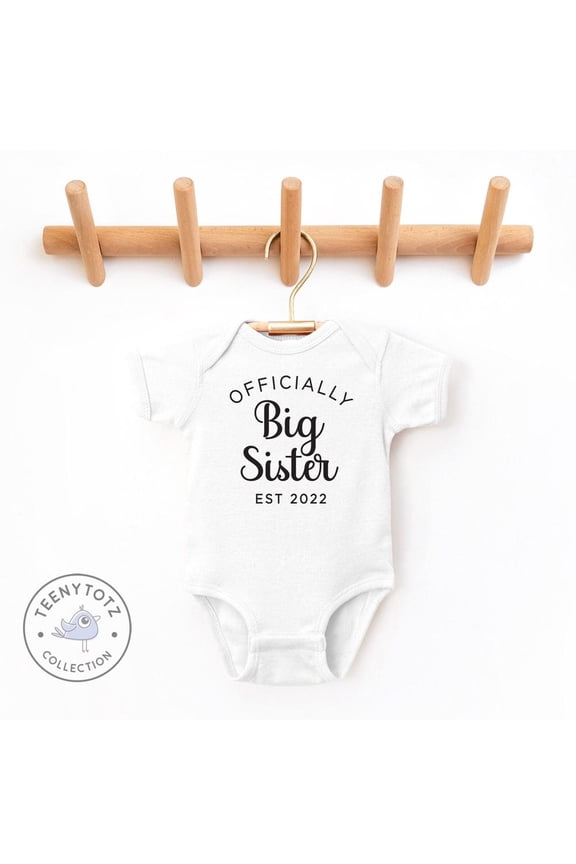 Baby Bodysuit BELLA CANVAS Officially Big Sister Bodysuit, Cute Big Sister Baby Romper, Cute Sister Clothes, Baby Shower Gift