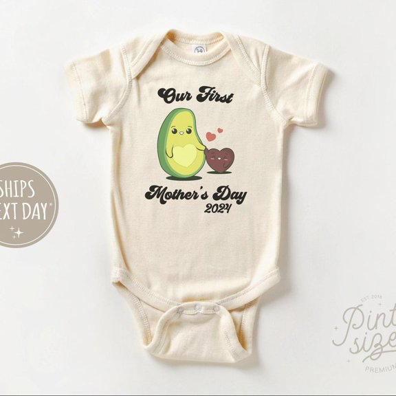 Baby Bodysuit BELLA CANVAS Our First Mother'S Day Baby Onesie - 2025 Mothers Day Natural Bodysuit - Mother'S Day Gift - First Mothers Day