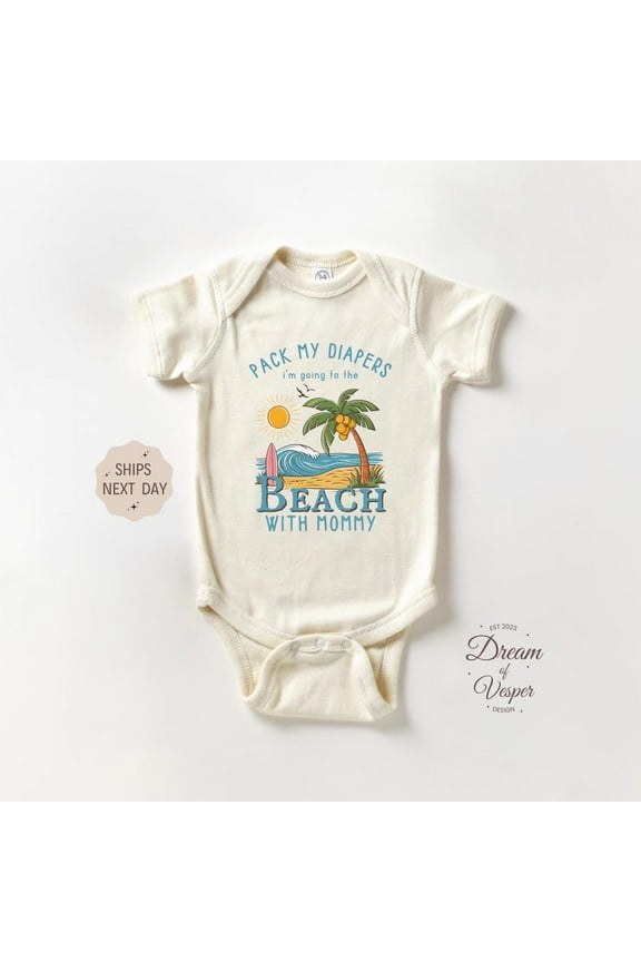 Baby Bodysuit BELLA CANVAS Pack My Diapers I'M Going To The Beach Onesie, Beach Baby Bodysuit, Summer Baby Onesie, Travel Baby Onesie, Baby Shower Gift