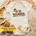 thumbnail image 1 of Baby Bodysuit BELLA CANVAS I'M Here Where'S My Pony Horseback Riding Onesie, Western Baby Bodysuit, Horseback Riding Bodysuit, Pony Lover Onesie, Farm Baby Onesie, 1 of 3