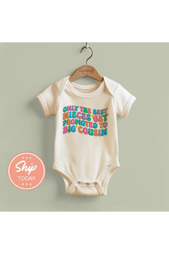 Baby Bodysuit BELLA CANVAS Promoted To Big Cousin Baby Onesies, Gender Neutral Baby Bodysuit, Family Baby Outfit, New Cousin Announcement