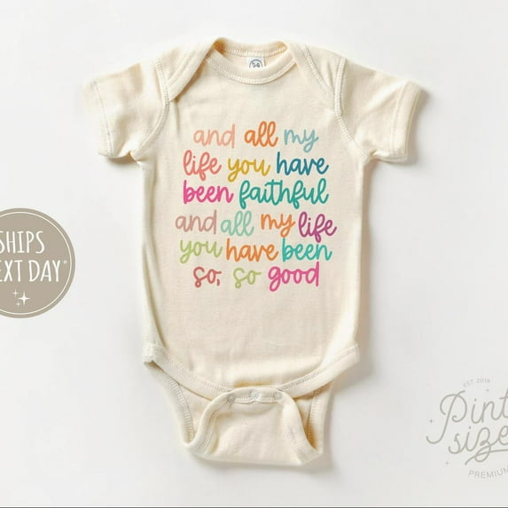 Baby Bodysuit BELLA CANVAS Religious Baby Onesie - Psalm Bible Quote Onesie - Boho Religious Bodysuit - Christian Natural Baby Onesie