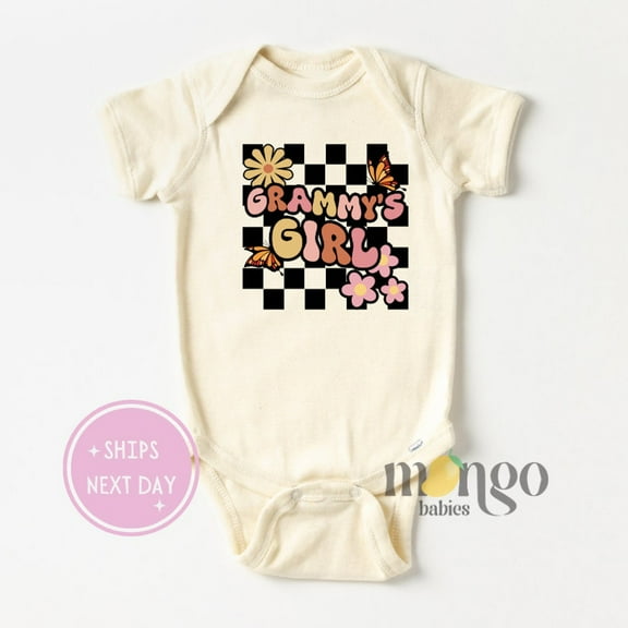 Baby Bodysuit BELLA CANVAS Retro Baby Onesies Grammy'S Girl Baby Clothes Gift For Grandma Cute Baby Announcement Baby Shower Gift For Newborn Clothes Girl