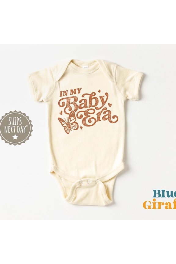 Baby Bodysuit BELLA CANVAS Retro In My Baby Era Onesie - Cute Girls Baby Bodysuit - Retro Baby Onesie