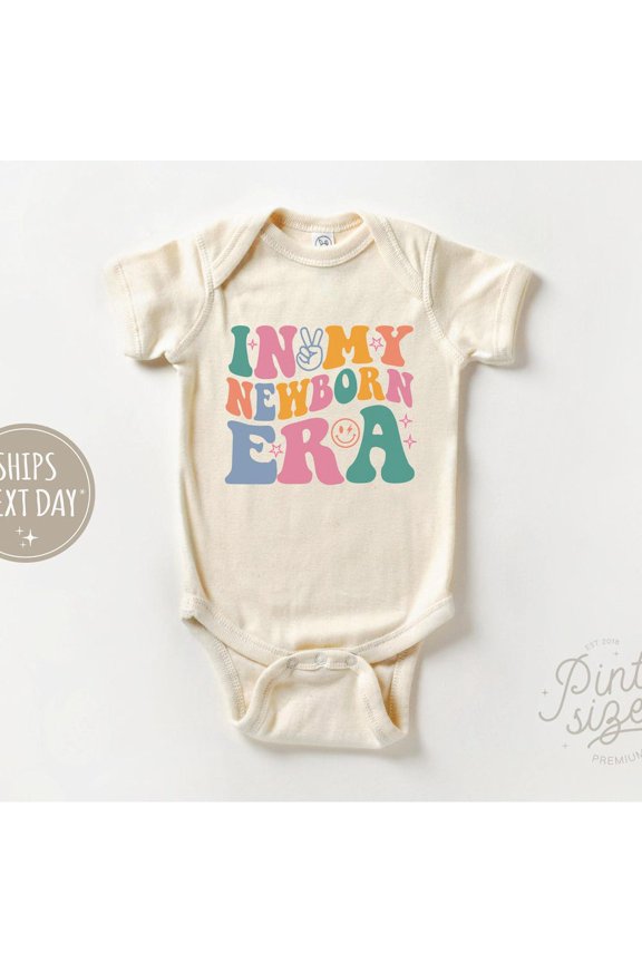 Baby Bodysuit BELLA CANVAS Retro Newborn Onesie - In My Newborn Era Baby Onesie - Cute Retro Baby Bodysuit - Natural Baby Onesie